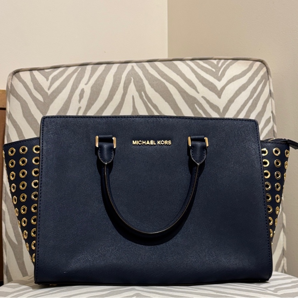 Michael Kors Black and Gold Satchel